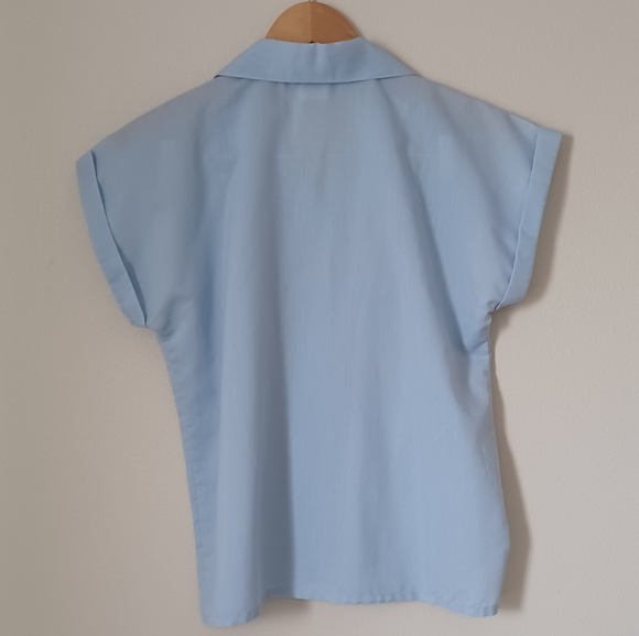 Blair Vintage Baby Blue Short Sleeve Top Women Size 12 - Picture 2 of 7